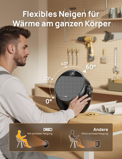 Dreo Heizlüfter DR-HSH020, 1500 W, PTC-Keramik, Fernbedienung, schwarz