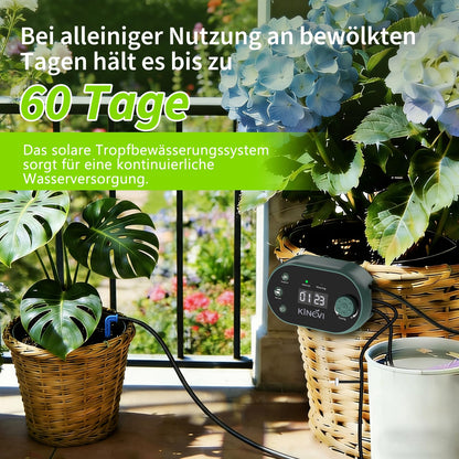 KINEVI Solar Bewässerungssystem, Tropfbewässerung Set mit 15m Schlauch