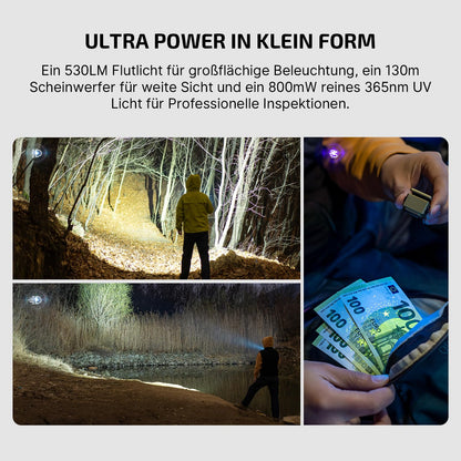 OLIGHT Oclip Ultra Mini LED Clip-Taschenlampe, 530 Lumen, UV-Licht