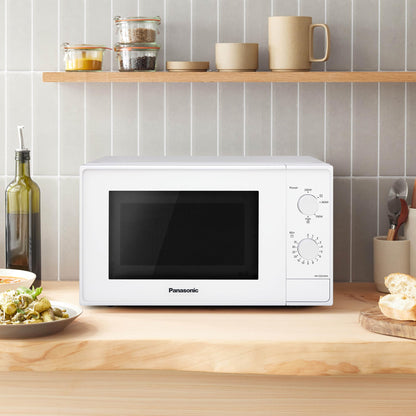 Panasonic NN-E20JWMEBG Mikrowelle, 20 L, 800 W, Glasteller, Weiss
