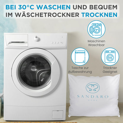 Sandaro Home Kopfkissen 80x80 cm, Federkissen mit Gänsefedern, 1500 g