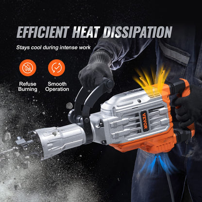 VEVOR Abbruchhammer JH-65 3500 W 60 J mit Spitz- und Flachmeissel