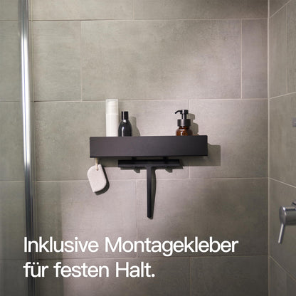 Designfabrik Hamburg Duschablage ohne Bohren, schwarz, 42 cm