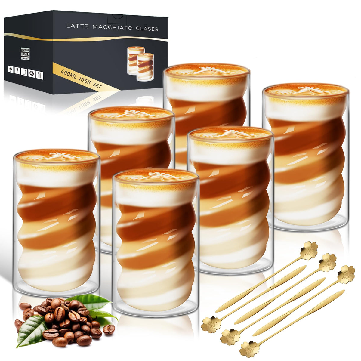 Latte Macchiato Gläser doppelwandig, 400 ml