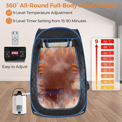 HOMASIS Dampfsauna tragbar Heimsauna Set – Schwarz