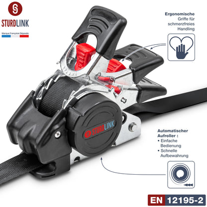 Automatik Spanngurte 3m 25mm J-Haken Ladungssicherung 4er Set