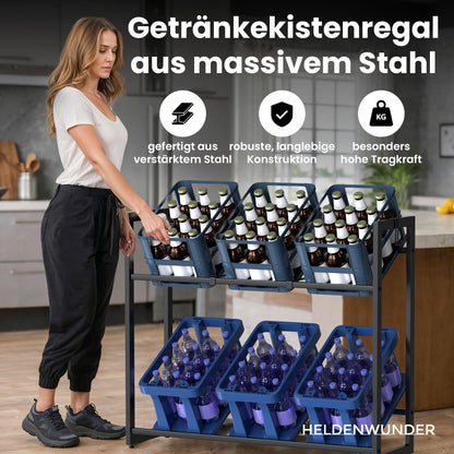 Heldenwunder Getränkekistenregal - Metall, 6 Kisten, höhenverstellbar