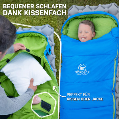 NORDBÄR Kinderschlafsack Mumienschlafsack bis 145 cm Körpergrösse