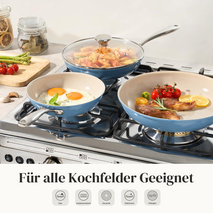 Redchef 6-tlg. Keramik Bratpfannen Set Induktion Blau