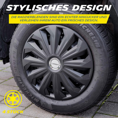 Michelin Radkappen MX-FB 15 Zoll Radzierblenden 4er Set Schwarz