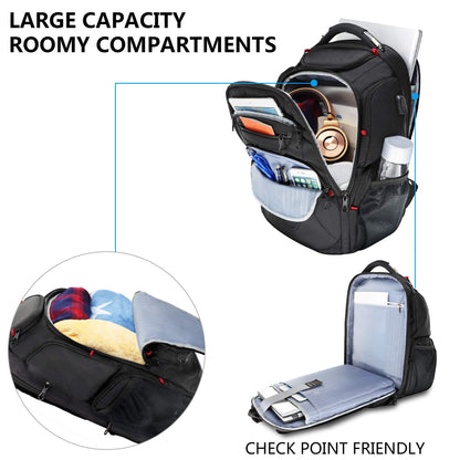 KROSER Business Laptop Reiserucksack - 17.3 Zoll Schwarz