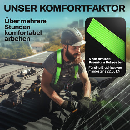 FLG Safetytec Fallschutz Komplettset 2-Punkt – 10m Verb., 2m Bandschlinge