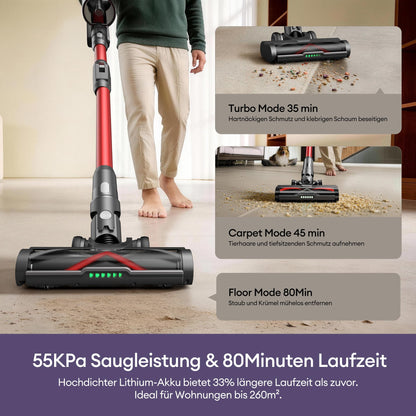 Ultenic U18 Pro Akku-Staubsauger 55000 Pa, 80 Min Laufzeit, rot