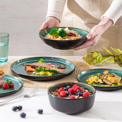 vancasso PLAYA Steingut Geschirrset 24tlg für 6 Personen Grün