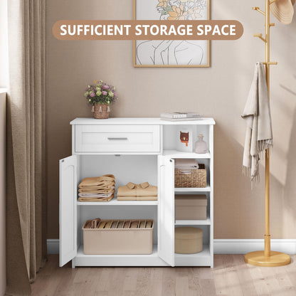 EUGAD Badezimmerschrank schmal - Schublade, 2 Türen, Weiss