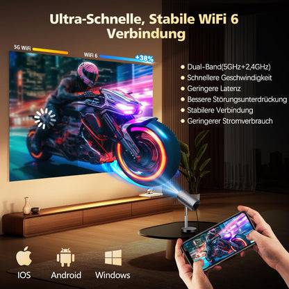 VGKE Mini Smart Beamer Heimkino Videoprojektor - 4K Autofokus