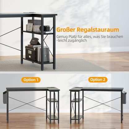 BEXEVUE L-förmiger Eckschreibtisch 120x70 cm – Steckdosenleiste