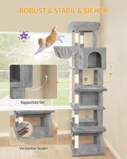 Hzuaneri Kratzbaum Mehrstöckig 210cm Hellgrau MS21018LG