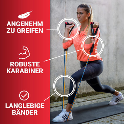 RED RAB Smart Workout Bar Fitness Stange Set – 5 Widerstandsbänder