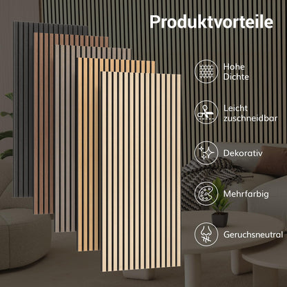 TONOR Akustikpaneele Holz Teak, 4er-Set 120 x 60 cm Wandpaneele