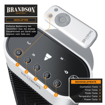 Brandson Heizlüfter Fernbedienung energiesparend leise - Weiss