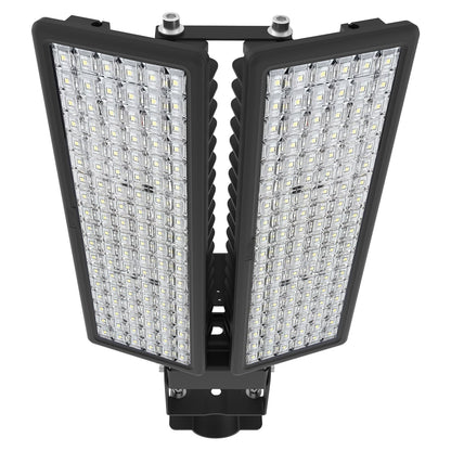HOPEDAMAI LED Strassenleuchte 200W - Mastmontage. Rechteckige, graue Leuchte zur Aussenbeleuchtung an Masten.