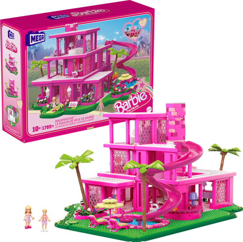Barbie The Movie MEGA Puppenhaus - Bausatz für Erwachsene HPH26: Großes, pinkes, mehrstöckiges Puppenhaus-Modell zum Aufbau und Spiel.