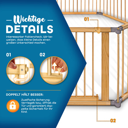 KIDUKU® Baby Laufgitter XXL klappbar 7.2m mit Tür, 8 Elemente