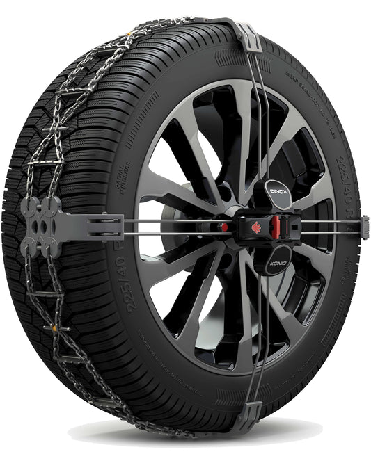 KÖNIG K-Summit K23 Schneeketten. Externe, silberne Ketten für erhöhte Traktion auf Reifen bei Schnee und Eis.