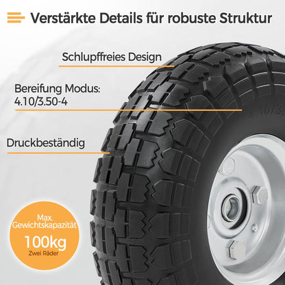 Yaheetech Sackkarrenrad 4er Set PU Vollreifen Ø 255 mm pannensicher