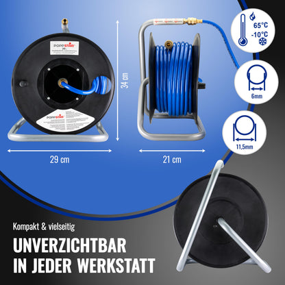 Poppstar Druckluftschlauchtrommel 20 m manuell, PVC-Schlauch, 1/4 Zoll