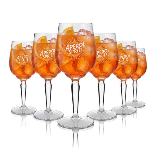Aperol Spritz Gläser Set 6 Stück, Original Cocktailgläser von Rastal aus Glas mit Logo-Aufdruck