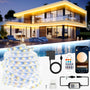 TENDIST LED Streifen Outdoor 20m warmweiss-kaltweiss IP67 dimmbar, wasserdichtes Lichtband mit Fernbedienung