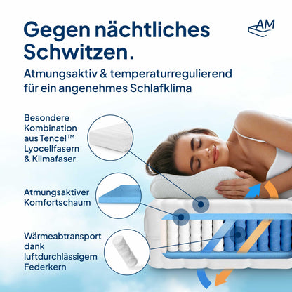 AM Qualitätsmatratzen Deluxe Taschenfederkern Matratze 90x200cm H3