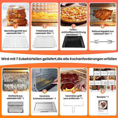 OIMIS Heissluftfritteuse Ofen Multifunktions-Airfryer – 30L