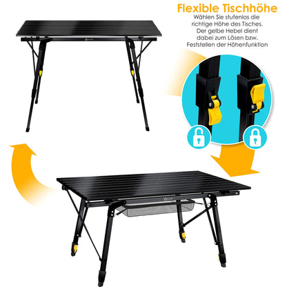 KESSER Campingtisch faltbar Aluminiumrahmen – 90x53cm Schwarz