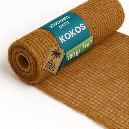 TeichVision Böschungsmatte Kokos 1 x 10 m – Ufermatte 700 g/m², eng geflochten, zur Hangsicherung