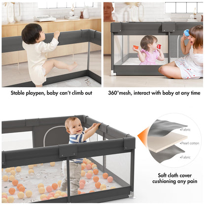 Mloong Laufgitter Baby kompakt 120x120cm – Dunkelgrau