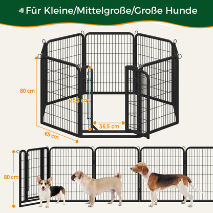 Yaheetech Welpenauslauf Freilaufgehege – 80cm 8-teilig faltbar
