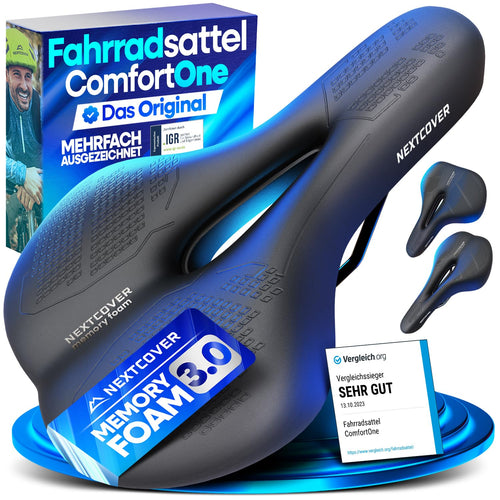 NEXTCOVER Fahrradsattel Memory-Foam 3.0, ergonomisch, Damen & Herren – gefedert, wasserdichte Oberfläche