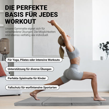 MSPORTS Premium Weichboden Turnmatte klappbar Grau 190x80x5 cm