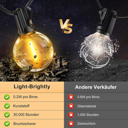 Light-Brightly LED Lichterkette aussen, 60 m, dimmbar, warmweiss