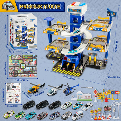 BuzzoXerex 5 Stockwerke Parkgarage Spielzeug Parkhaus - Polizei