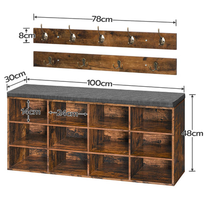 HOOBRO Garderobe Schuhbank Set - Vintagebraun EBF112HX01G1