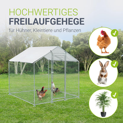 Juskys Freilaufgehege 2x2x2m – Hühnerstall begehbar