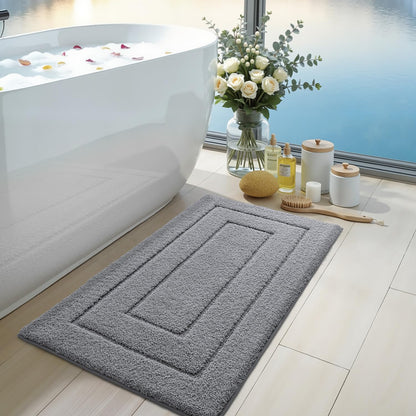 DEXI Badematte rutschfest, Mikrofaser Badteppich, grau, 60 x 110 cm