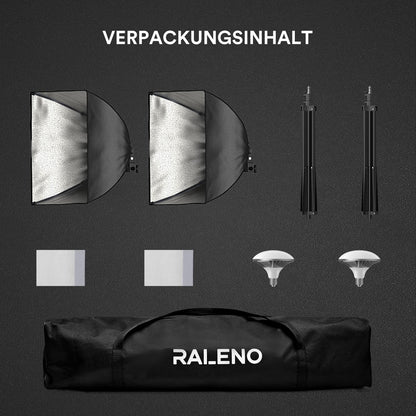 RALENO 2x 50W LED Softbox Fotostudio Set - 50x50 cm