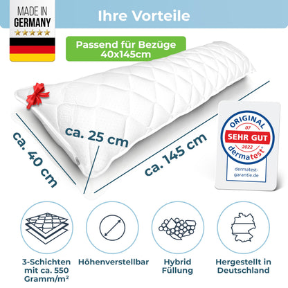 Rosenkern Seitenschläferkissen – orthopädisch, Made in Germany