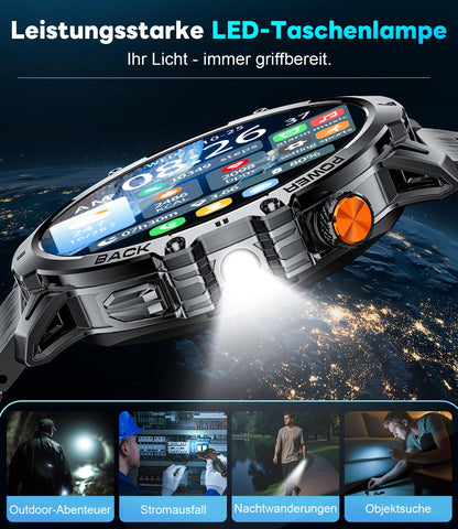 LIGE Smartwatch Herren EF13 mit 1,85 Zoll HD-Display und 2 Armbändern