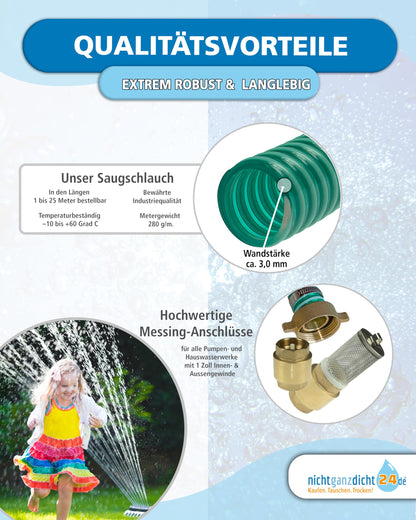 Saugschlauchgarnitur schwimmende Entnahme 1 Zoll NW 25mm – 19m